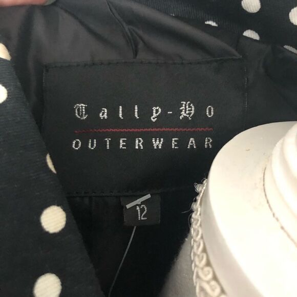 Tally Ho Black & White Polka Dot All Weather Trench Coat - Picture 6 of 6